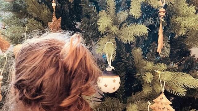 Darío Barassi armó el arbolito de Navidad y jugó con su hija.