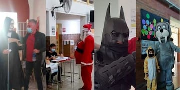 Los disfrazados de la jornada llamaron la atención de los votantes y autoridades, en este domingo electorial.