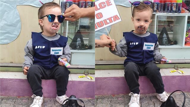 El pequeño Ciro se hizo viral por estar disfrazado como inspector de Afip.