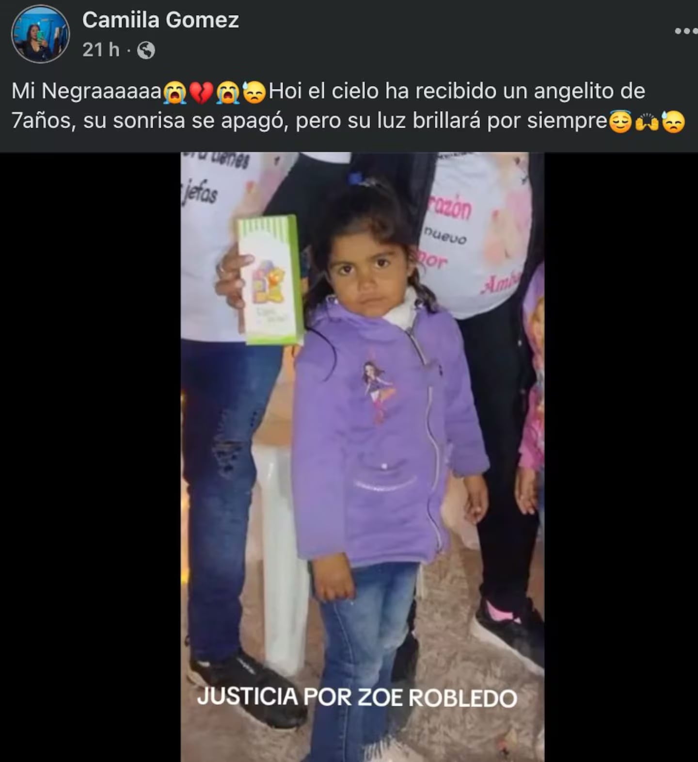 El dolor de la familia de Zoe, la nena de siete años asesinada en Tucumán