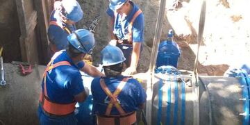 TRABAJOS. En la zona (Gentileza Aguas Cordobesas).