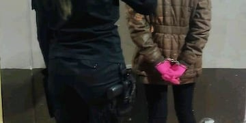 Personal policial divisó a la mujer trepada intentando pasar los objetos.