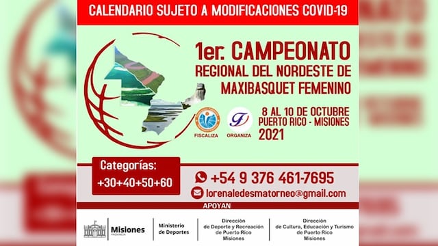 El Campeonato Regional de Maxibasquet femenino del Nordeste se llevará adelante en la localidad de Puerto Rico.