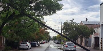 Un poste de luz se precipitó en barrio General Bustos.