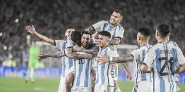 Argentina enfrentó a Panamá en un amistoso internacional disputado en la cancha de River de Buenos Aires. El cotejo sirvió de festejo para la obtención de la Copa del Mundo en Qatar 2022. (Federico López Claro)