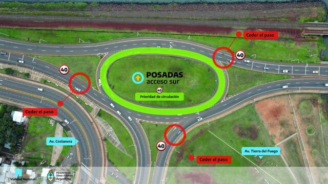 Realizarán cambios en la circulación de la rotonda Acceso Sur de Posadas.