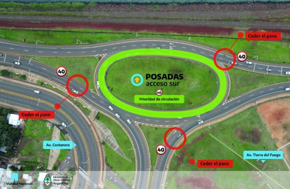 Realizarán cambios en la circulación de la rotonda Acceso Sur de Posadas