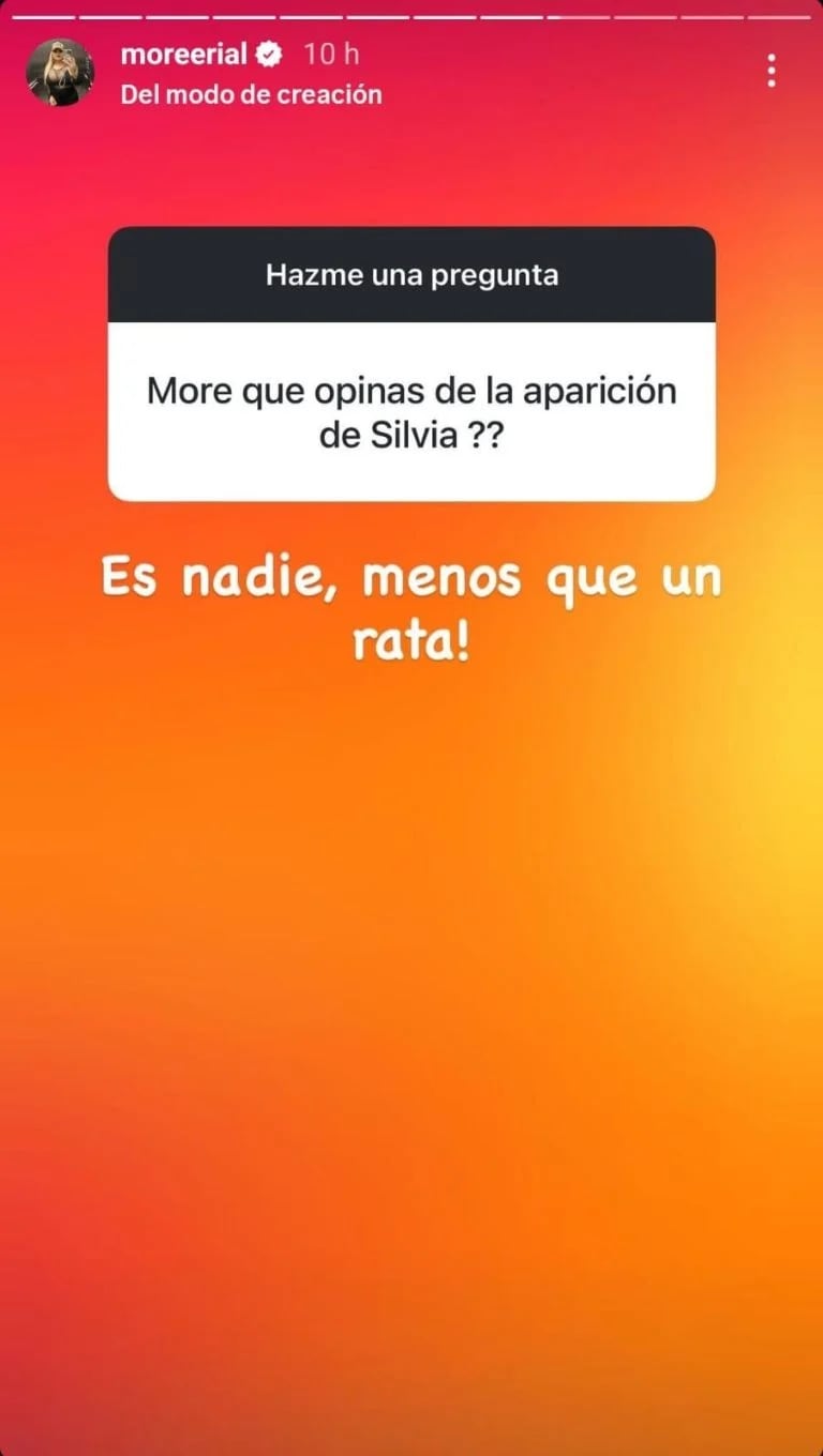 Morena Rial sobre Silvia D’Auro.