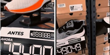 Mostró los precios de las zapatillas Adidas, Puma y Fila en el outlet que es furor en La Rural