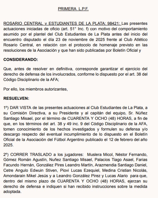 Posible sanción a Estudiantes de La Plata.