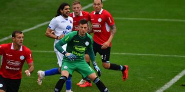 Nahuel Losada, el arquero de Belgrano, de gran actuación en la visita a Tigre, por la Primera Nacional. (Federico López Claro)