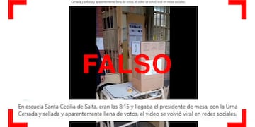 Es falso que en una escuela de Salta se repartieron urnas con votos dentro como sugiere este video viral.