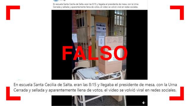 Es falso que en una escuela de Salta se repartieron urnas con votos dentro como sugiere este video viral.