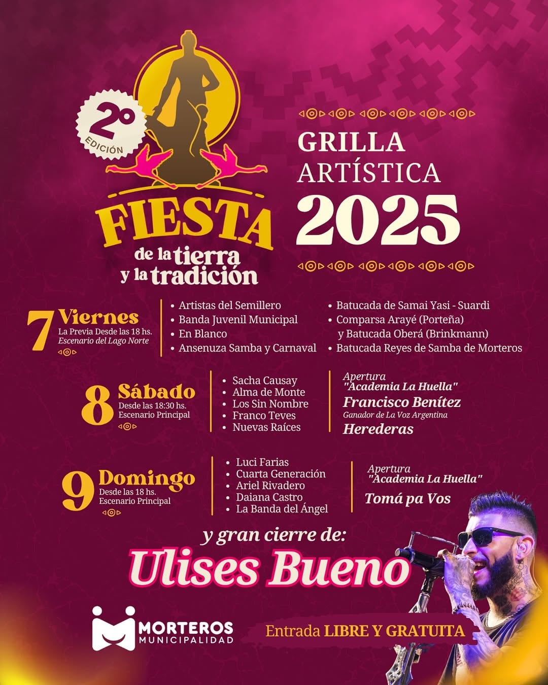 La grilla de la segunda edición de la Fiesta de la Tierra y la Tradición.