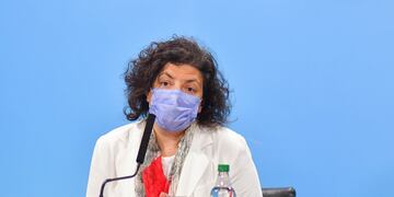 Carla Vizzotti  Ministra de Salud durante una conferencia en la Casa Rosada sobre las vacunas Sputnik V y su segundo componente Foto Federico Lopez Claro
