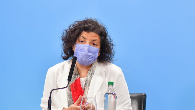 Carla Vizzotti  Ministra de Salud durante una conferencia en la Casa Rosada sobre las vacunas Sputnik V y su segundo componente Foto Federico Lopez Claro