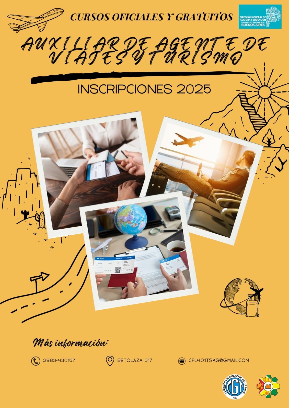 Centro de Formación Laboral Nº 401 -Convenio CGT Regional Tres Arroyos: Cursos 2º semestre 2025