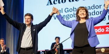 Gobernador Gustavo Melella en el acto de jura