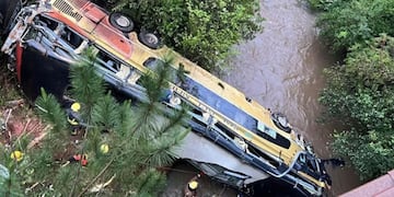 Tragedia en Misiones: un micro chocó contra un auto, cayó desde un puente y hay al menos ocho personas muertas
