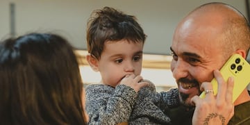 Abel Pintos junto a su hijo Agustín (Foto: IG @abelpintos)