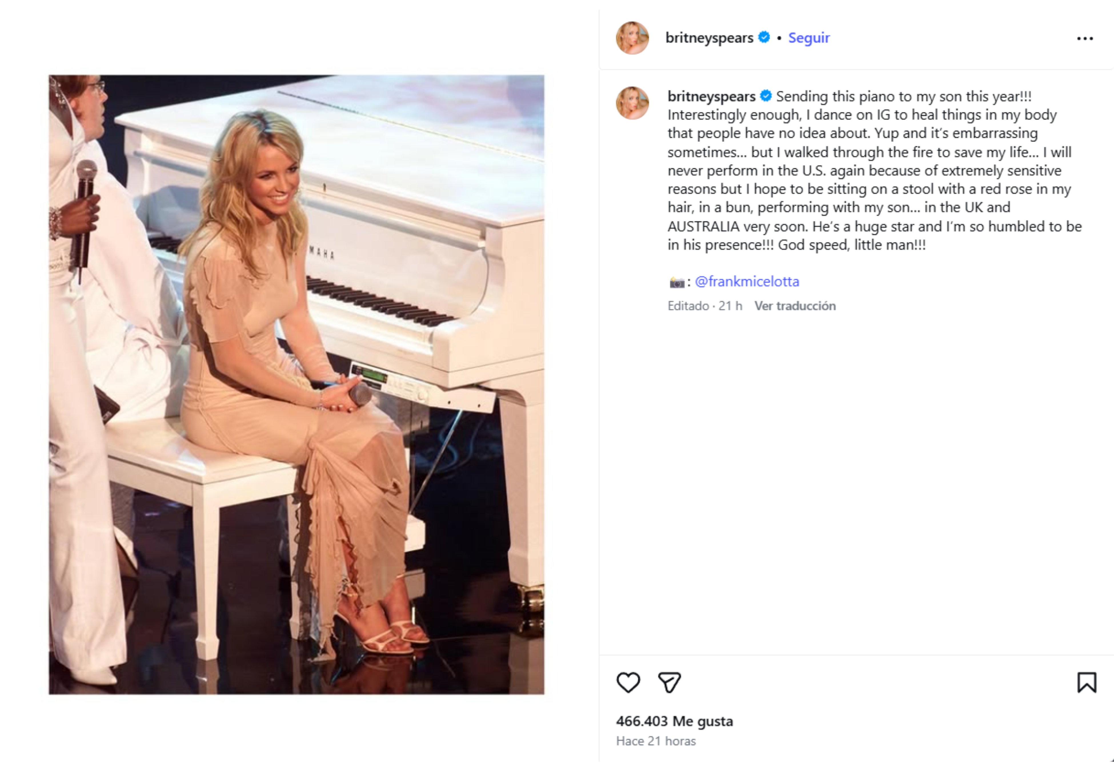 El posteo de Britney.