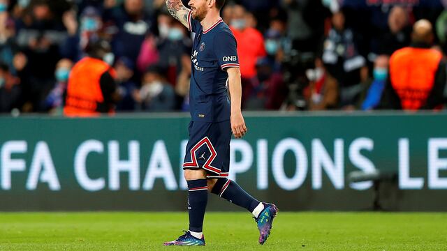 Lionel Messi luego de convertir su primer gol con el PSG