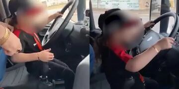 El video del niño de 7 años manejando un camión en Caleta Olivia.