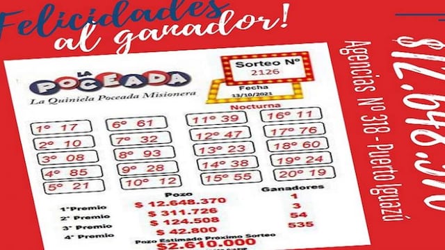 Un iguazuense se alzó con un nuevo pozo de la Poceada Misionera.