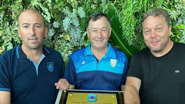 Diego Kurganoff, Silvio Fontanini y Andrés Boidi, en el rebautismo del predio de la AFA