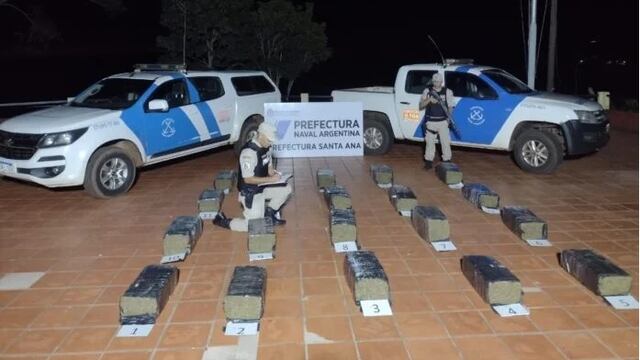 Santa Ana: Prefectura intercepta 200 kilos de marihuana en la frontera paraguaya.