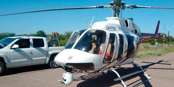 Un helicóptero recorrió la cuenca del Río Atuel para registrar el caudal (Infohuella)