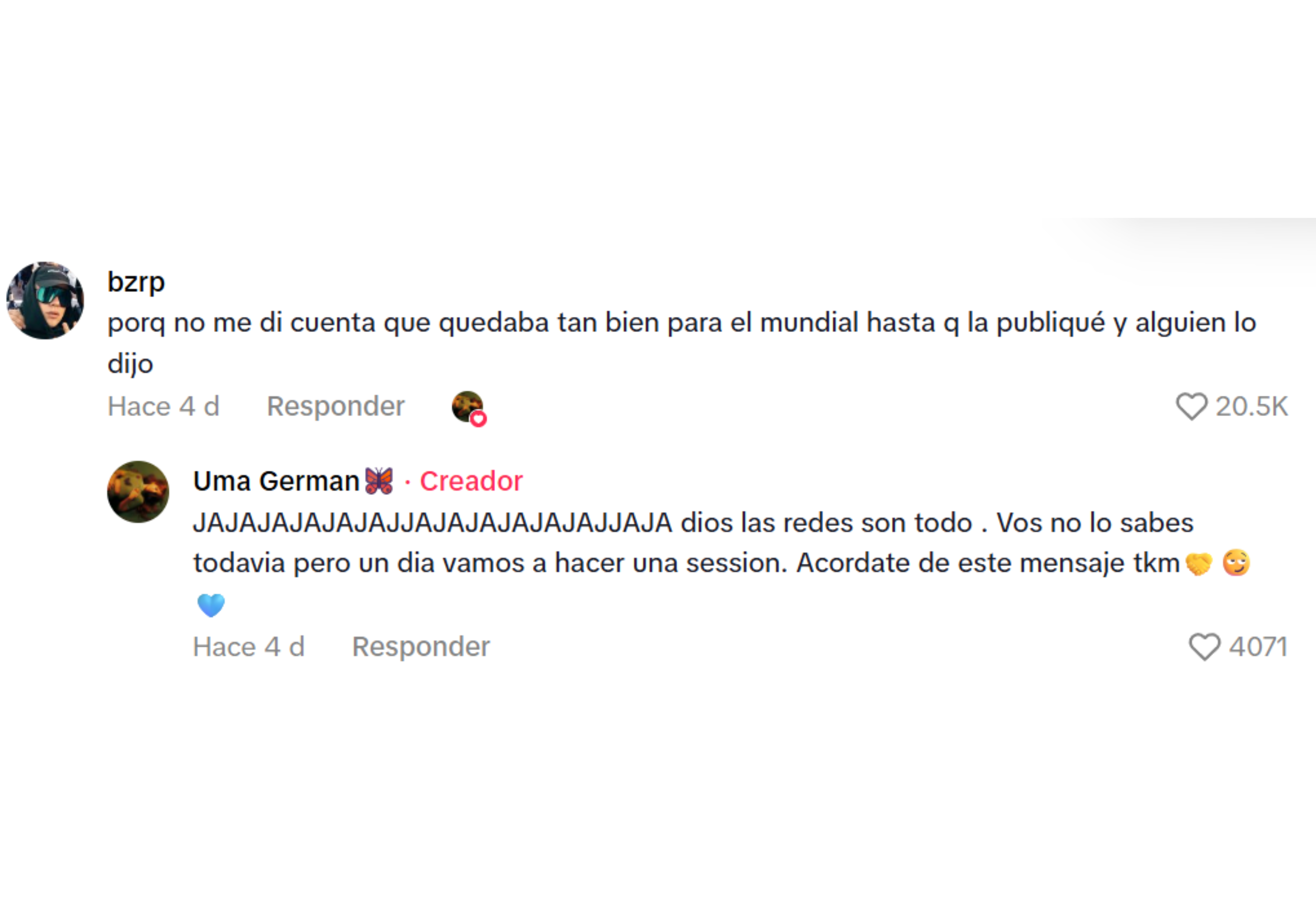 El comentario de Bizarrap.