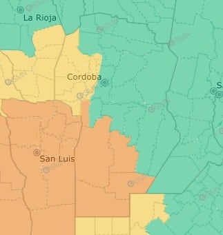 Rigen alertas naranja y amarilla por tormentas en Córdoba.