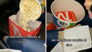 Enseñaron cómo entrar con comida al cine y su ingenioso método dejó con la boca abierta a TikTok