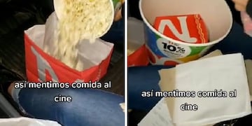Enseñaron cómo entrar con comida al cine y su ingenioso método dejó con la boca abierta a TikTok