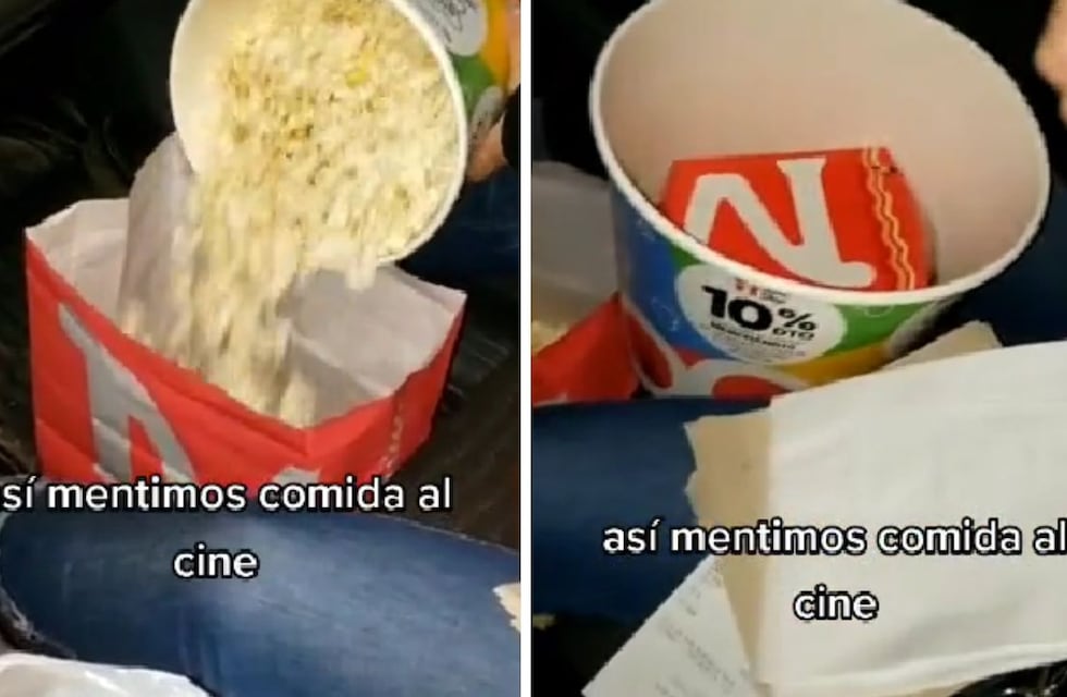 Enseñaron cómo entrar con comida al cine y su ingenioso método dejó con la boca abierta a TikTok