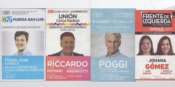 Boletas de los y las candidatos/as a Diputados/as Nacionales por San Luis