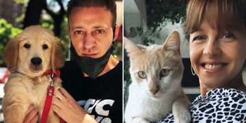 Gabriel Jarmolczuk y Daniela Galván con sus mascotas.