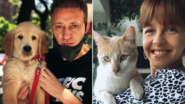 Gabriel Jarmolczuk y Daniela Galván con sus mascotas.