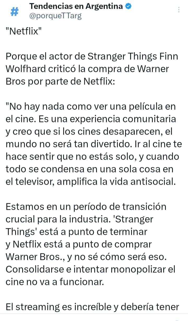 Polémicas declaraciones de Finn Wolfhard.