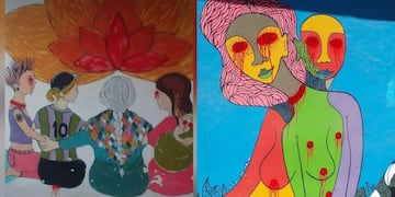 Los murales fueron vandalizados con manchas rojas que simulan sangrado.