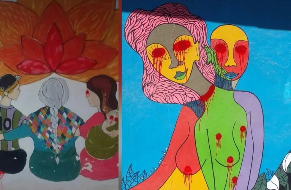 Sierras Chicas: en el día de la marcha de Ni Una Menos, vandalizaron murales de mujeres