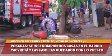 Dos familias se quedaron con lo puesto tras incendiarse sus viviendas en Posadas.