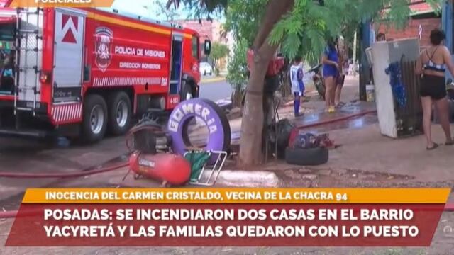 Dos familias se quedaron con lo puesto tras incendiarse sus viviendas en Posadas.