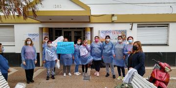 Manifestación de trabajadores de ATSA en reclamo de los salarios atrasados en el Hogar "San Francisco de Asís"