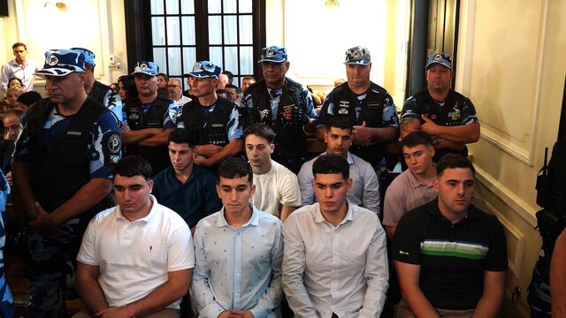 Los rugbiers acusados durante los alegatos en el juicio por el crimen de Fernando Báez Sosa.