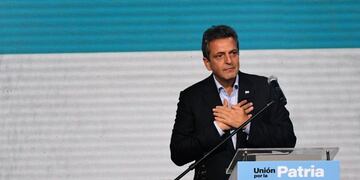 Sergio Massa en el búnker de Unión por la Patria. Foto: Clarín