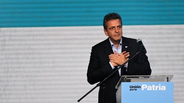 Sergio Massa en el búnker de Unión por la Patria. Foto: Clarín