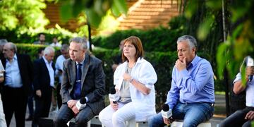 Patricia Bullrich, en el plenario de Juntos por el Cambio de este lunes. (Clarín)