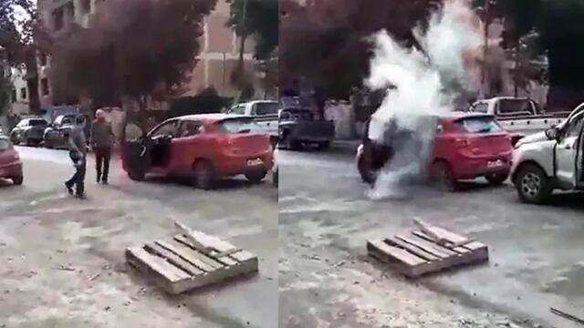 Dos automovilistas discutieron en Bariloche y uno le abrió un matafuegos en la cara al otro.